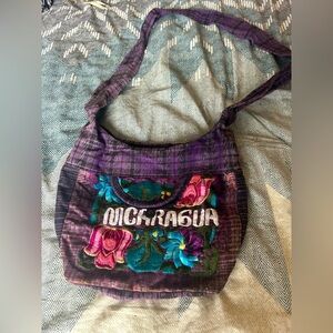 NEW Nicaragua Handmade Purple Embroidered Bag